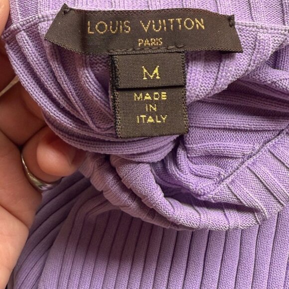 Louis Vuitton 2015 Lavender Purple LV Logo Ribbed Turtleneck Sweater - Picture 5 of 7